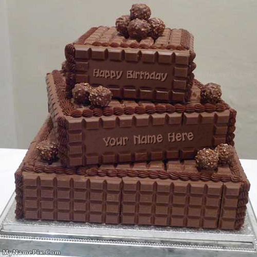 Write name on Chocolate Layered Birthday Cake - happy birthday cake ...