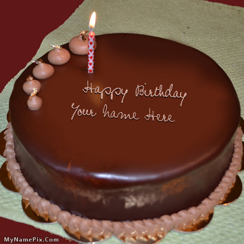 Write name on Plain Chocolate Cake - happy birthday cake with name