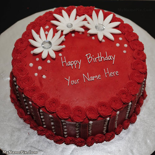 Write name on Red Elegant Birthday Cake - happy birthday cake with ...