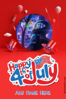 4rth Of July Beautiful Independence Day Wish Card With Name and Photo