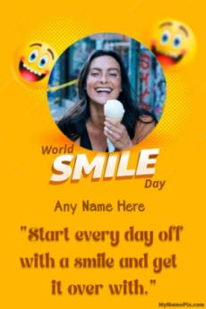 Smile Day Emoji Wish Beautiful Quote With Name and Photo