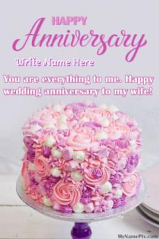 Anniversary Beautiful Pink Cake With Quote and Name For Share