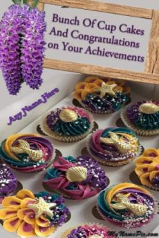 Bunch Of Cup Cakes Congratulates Wish With Name