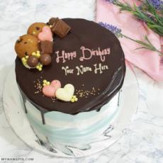 Cute Dark Chocolate Birthday Cake With Name