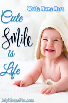 Cute Smile Is Life Smile Day Wish Card With Name