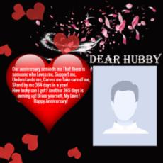 Dear Hubby Happy Anniversary Romantic Wish Card With Picture