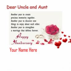 Dear Uncle & Aunt Happy Anniversary Wish Card With Name