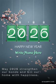 Floral Happy New Year 2026 Card with Custom Name