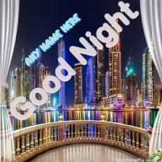 Good Night Beautiful Buildings Night Time Wish Card With Name