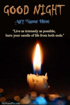Good Night Candle Wish Card With Name