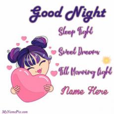 Good Night Sweet Dreams Wish Card With Name