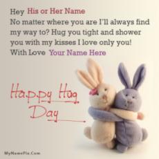Hug Day Bunnies With Name