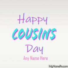 Happy Cousins Day Wish Card With Your Name