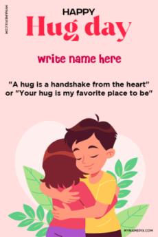 Happy Hug Day Personalized Name Wish Card
