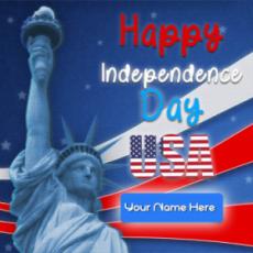 Happy Independence Day USA Statue of Liberty Wish Card With Your Name