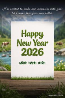 Happy New Year 2026 Card with Inspirational Typography with name and quote