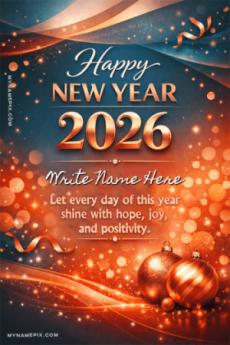 Happy New Year 2026 Celebration Wish Card With Name and Quote