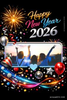 Happy New Year 2026 Creative Wish Card with photo