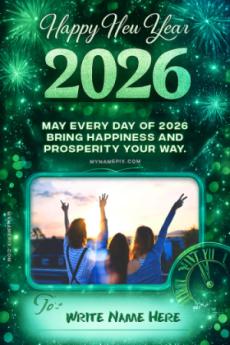 Happy New Year 2026 Personalized Wish Card with Name and Photo