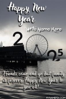 Happy new year family wish card with name