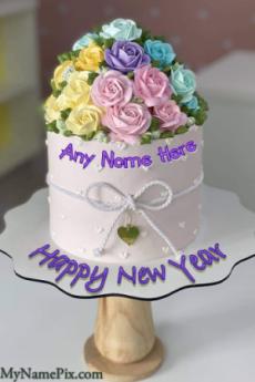 Happy New Year White Cake With  Name