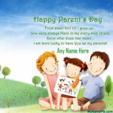 Happy Parents Day Wish Card With Your Name