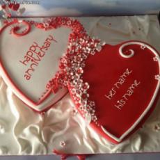 Happy Anniversary Hearts Cake With Name