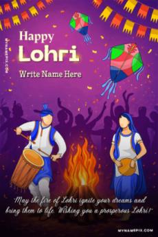 Lohri Blessings Personalized Name Card with Stylish Quote