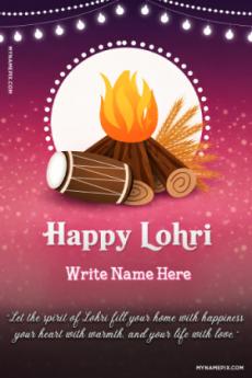 Lohri Blessings Personalized Name Card with Stylish Quote