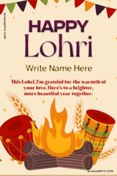 Lohri Warm Wishes Personalized Card with Name and Quote