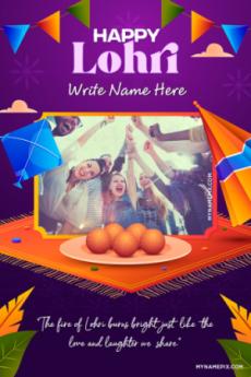 Modern Lohri Photo Greeting Card with Quote and Name