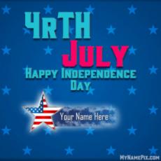 4th July USA Happy Independence Day Stars Wish Card With Your Name