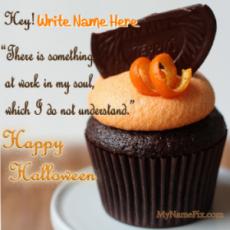 Work In My Soul Cup Cake Happy Halloween Wish With Name