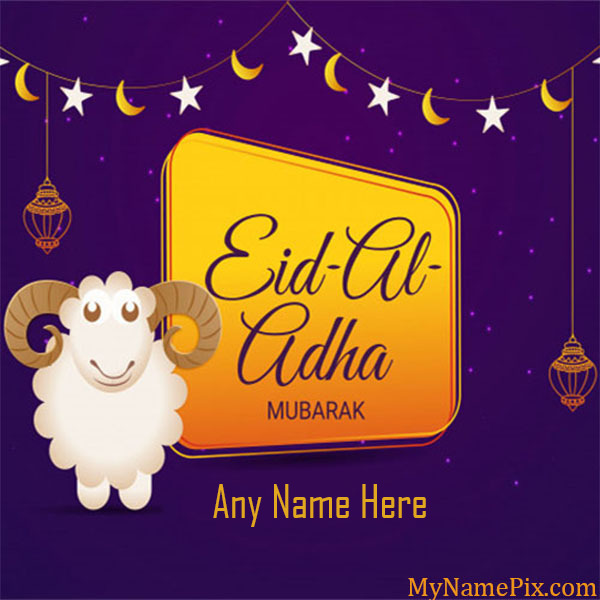 Eid-ul-Adha Mubarak Greetings Card With Your Name