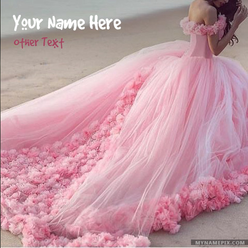 Amazing Pink Dress Girl Image With Name