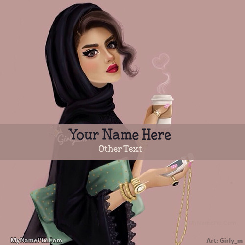 Arab Girl Drawing Image With Name