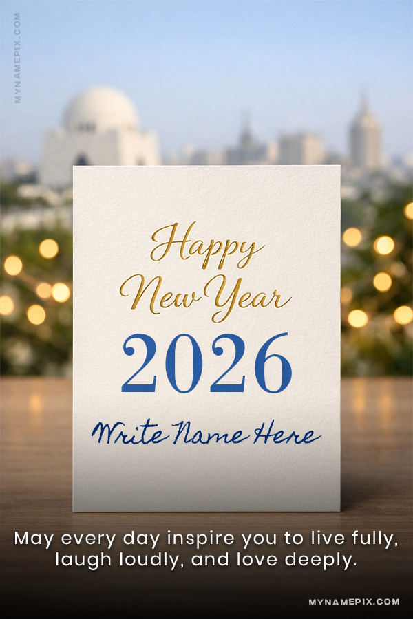 Artistic Happy New Year 2026 Card with Name Customization