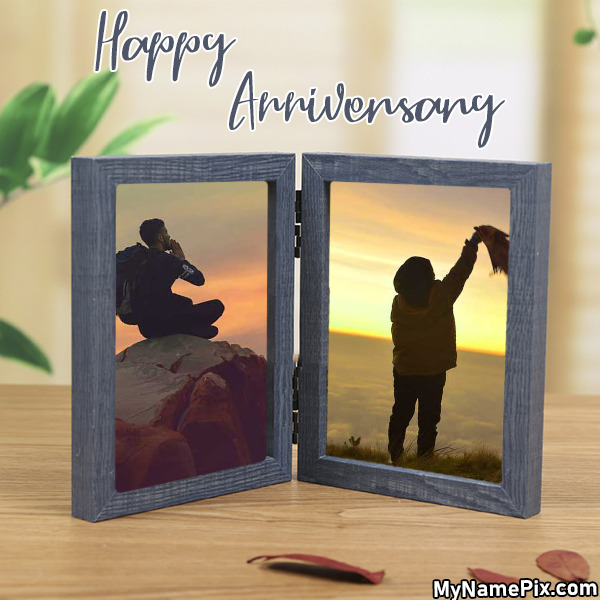Best 1st Anniversary Beautiful Frame Wish Card With Two Pictures