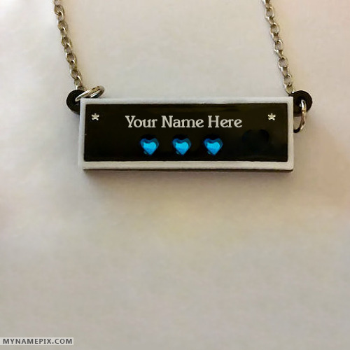 Blue Diamonds Black Bar Necklace
