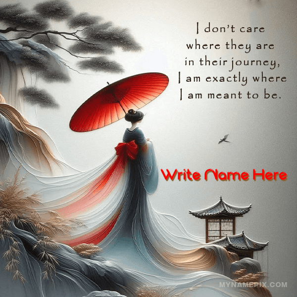 motivational quote Japanese landscape Girl with Umbrella for DP | calm | For Her | MyNamePix