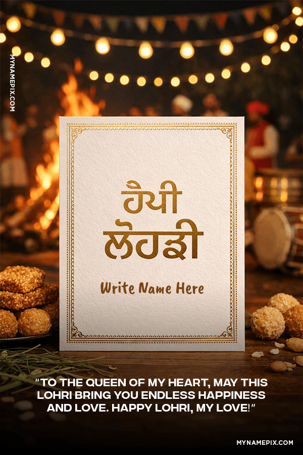 Classic Lohri Wishes with Custom Nameand Quote