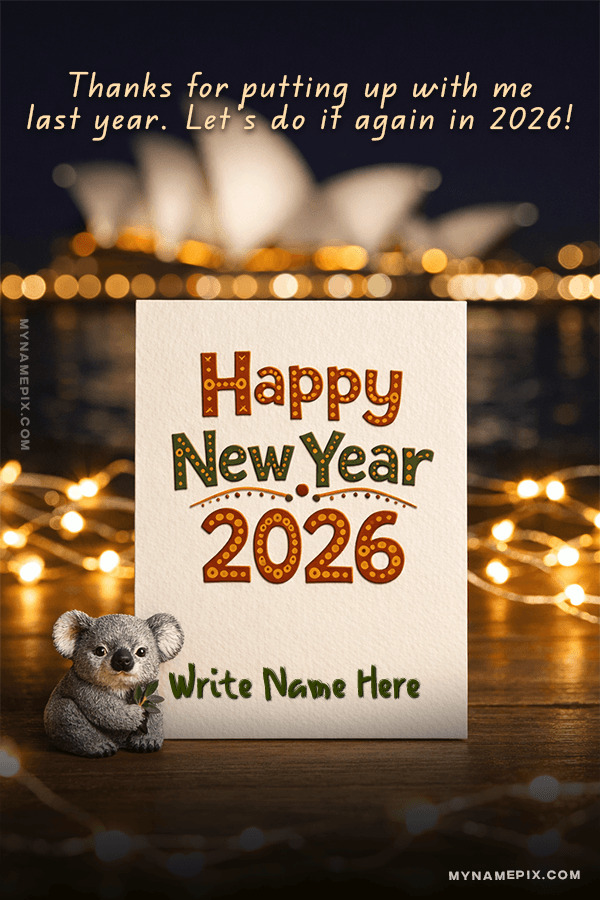 Elegant Happy New Year 2026 Greeting Card with Custom Name and quote
