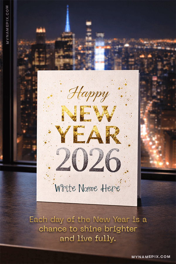 Elegant Happy New Year 2026 Greeting Card with Custom Name