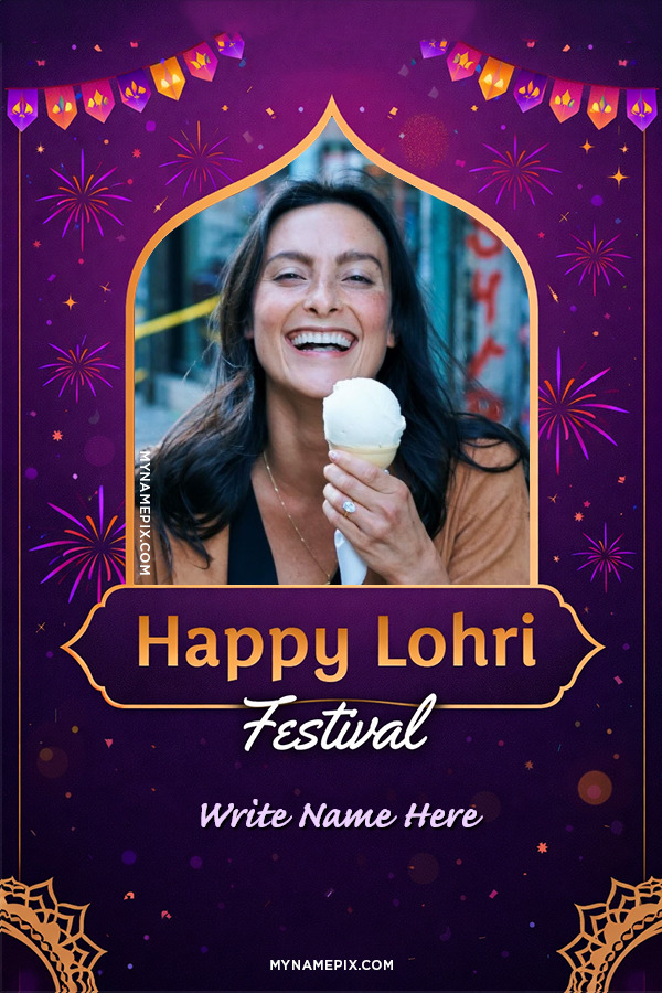 Festive Lohri Name and Photo Greeting Card
