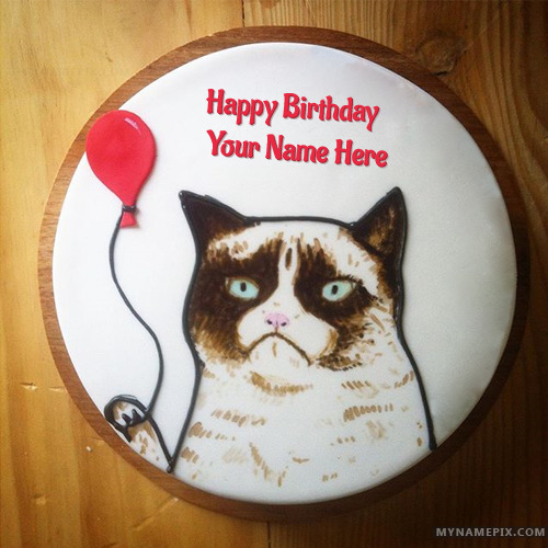 Funny Cat Birthday Cake With Name