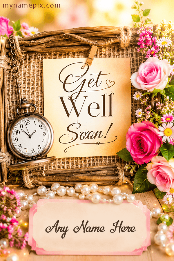 Get Well Soon Flowers Wish Card With Name | Get Well Soon | whats new | MyNamePix