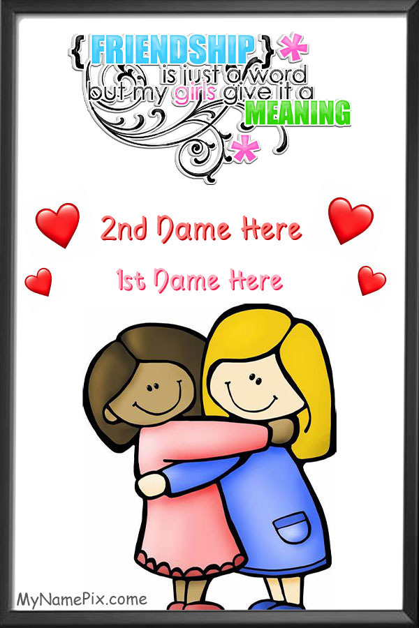 Girls Friendship Day Simple Wish Card With Two Names