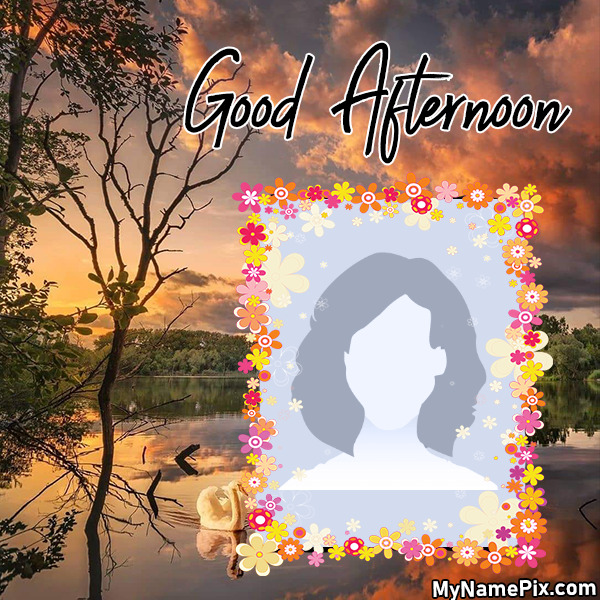 Good Afternoon Card With Flower Frame Picture