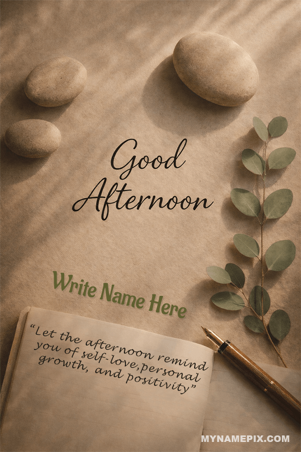 Create Personalized Good Afternoon Wishes Card with Motivational Quote on Book Image with Name & Photo | Free Online Wishes Good Afternoon Maker | mynamepix