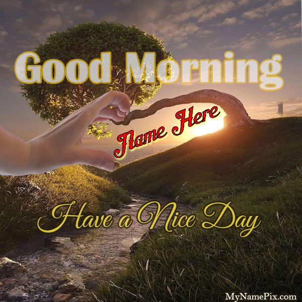 Good Morning Hand Heart Wish With Name
